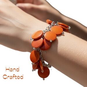 Handcrafted Metallic Burnt Orange Beaded Bracelet NWT OS